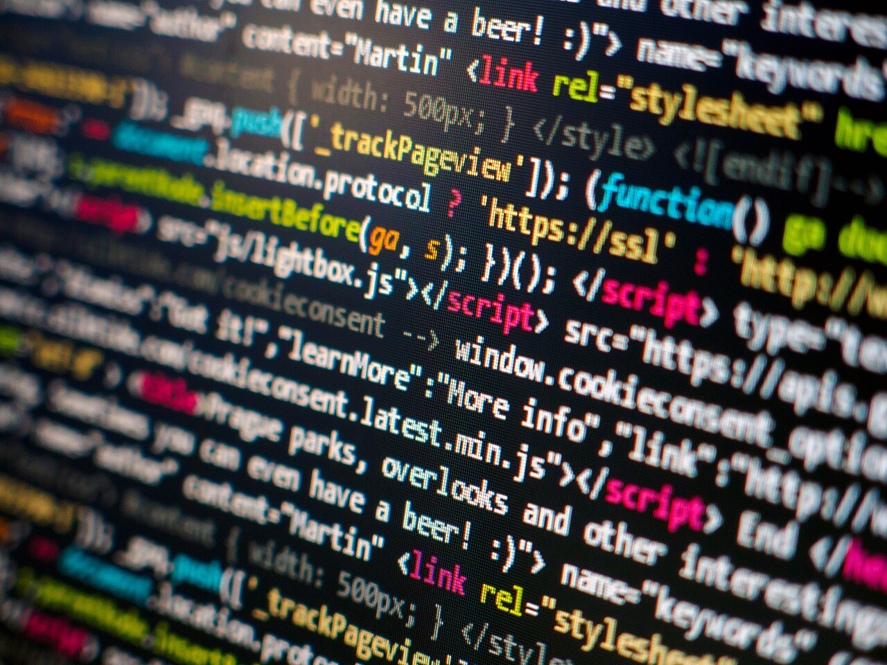 Illustrative photograph of highlighted programming code